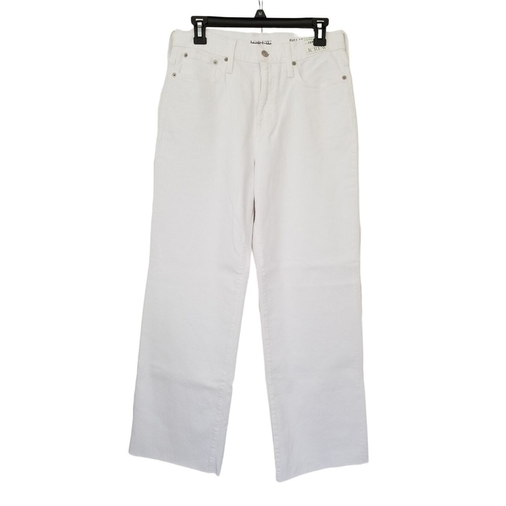 J. Crew Petite Full Length Slim Wide Leg Jeans Size 28P White Raw‎ Hem NWT BX823